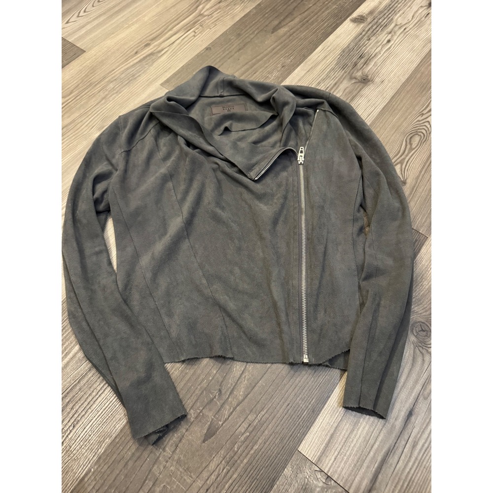 Blank NYC Womens Gray Faux Suede Asymmetric Zip Moto Jacket XS 76X-9020NO